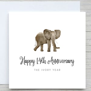 Biglietto di anniversario, biglietto di anniversario personalizzato, biglietto del 14° anniversario, anniversario avorio, 14 anni insieme di anniversario di matrimonio
