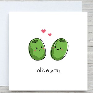 Tarjeta del día de San Valentín, tarjeta de felicitación de amor, tarjeta de te amo, Olive you, tarjeta romántica, regalo de San Valentín
