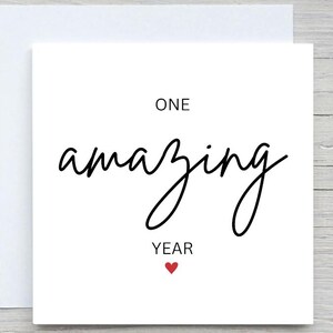 Biglietto per il primo anniversario, biglietto per l'anniversario personalizzato, biglietto per il primo anniversario, anniversario di carta, uno straordinario biglietto annuale