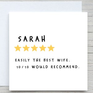 Personalisierte Karten, Wertschätzungskarte, Best Wife Karte, 5 Sterne Frau, würde empfehlen, von Ehemannkarte zu Frau