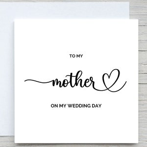 Tarjeta personalizada para el día de la boda, tarjeta para mi madre, tarjeta para el día de la boda, tarjeta de boda personalizada, tarjeta de hija a mamá