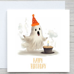Carte d'anniversaire octobre, carte d'anniversaire personnalisée, né en octobre, Halloween, pour lui, pour elle, anniversaire d'Halloween, carte fantôme