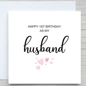 Cartão de aniversário do marido, primeiro aniversário como marido, cartão de aniversário romântico para ele, cartão de aniversário do novo marido, presente de feliz aniversário para o parceiro