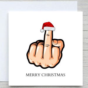 Rude kerstkaart, middelvingerkaart, kerstkaart, gepersonaliseerde kaart, kerstmutskaart,