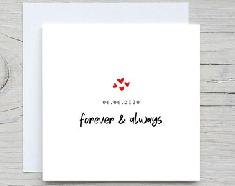 Carte d'anniversaire personnalisée, pour toujours et pour toujours, carte d'amour, carte d'amour, carte romantique, mari et femme, petit ami, petite amie