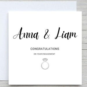 パーソナライズされた婚約カード、お祝いカード、婚約カード、名前追加カード