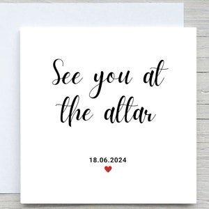 Cartão personalizado para o dia do casamento, cartão para nos vermos no altar, cartão para a esposa, cartão de casamento personalizado para o futuro marido