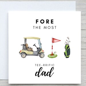 Carte de fête des pères, carte d'anniversaire pour les papas golfeurs - Fore ! Le papa le plus adorable - Carte personnalisée pour la fête des Pères