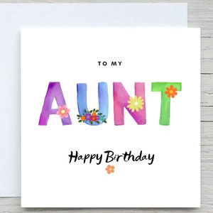 Carte d'anniversaire, carte d'anniversaire personnalisée, joyeux anniversaire pour tante, carte d'anniversaire tante, à ma tante, pour tante