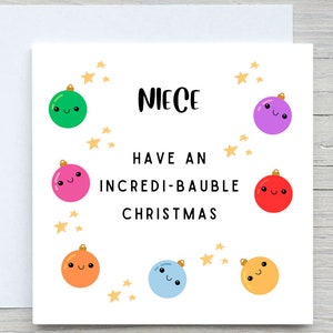 Carte de Noël, carte de lumières de Noël pour NIECE, de tante, d'oncle, cadeau de Noël pour nièce, jolie carte de Noël pour enfants