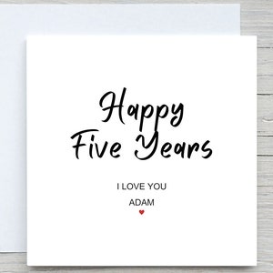 5周年記念カード、5周年おめでとう、5周年記念カード、パートナーへの5周年記念カード、記念日の贈り物