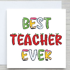 Beste leraarskaart, lerarenkaart, geweldige leraarskaart, schoolkaart, beste leraar, leraar cadeau, van student, aangepaste leraar cadeau appel