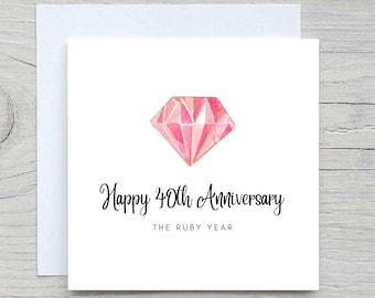 Personalized 40th Ruby Anniversary Card