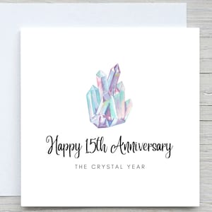 Anniversary Card, Personalised anniversary card, 15th Anniversary card, Crystal Anniversary, 15 years together wedding anniversary