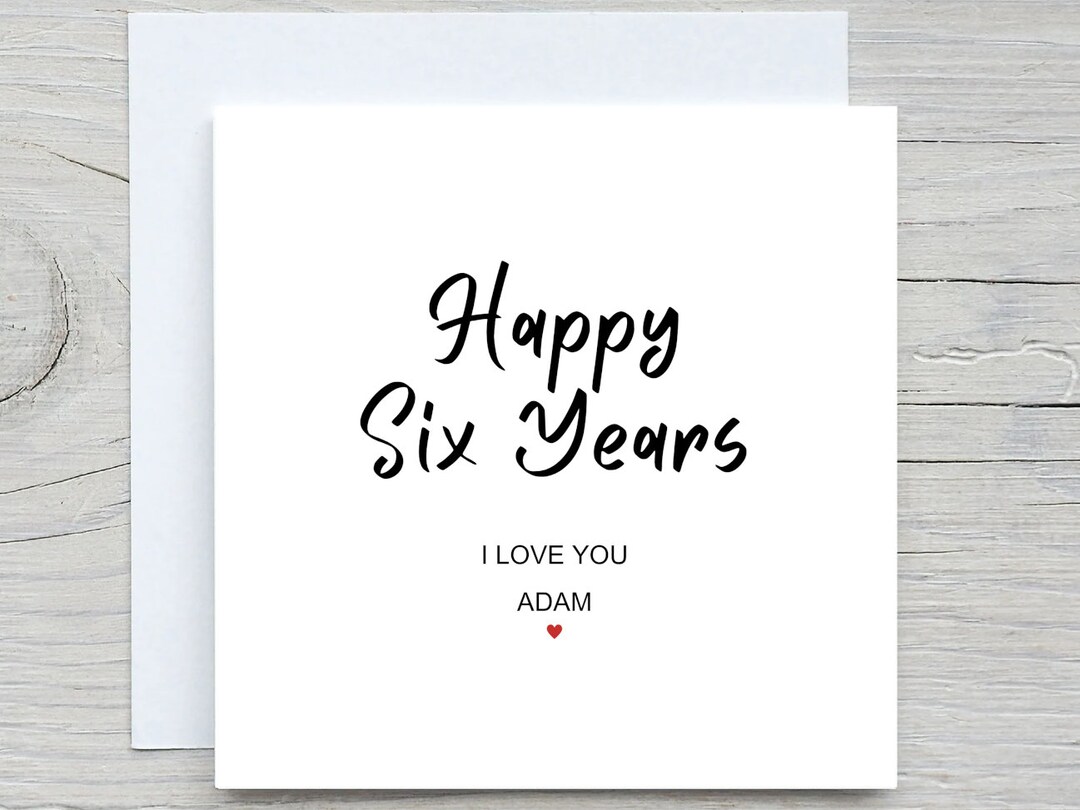 6th Anniversary Card, Happy 6 Years ,sixth Anniversary Card, 6th ...