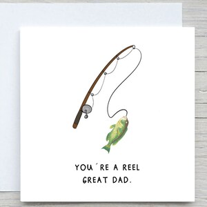 Biglietto per la festa del papà con tema pesca, biglietto con tema pesce per papà, biglietto personalizzato per la festa del papà, biglietto con tema pesca, biglietto con tema Reel Great Dad