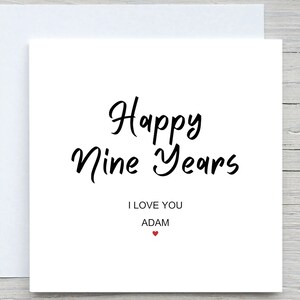 Tarjeta del noveno aniversario, felices 9 años, regalo del noveno aniversario, tarjeta del noveno aniversario para pareja, regalo de aniversario