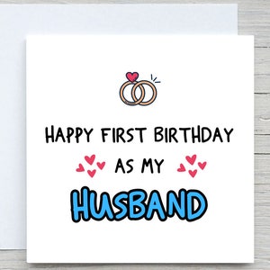 Premier anniversaire en tant que mari, carte d'anniversaire de mari, joyeux anniversaire de mari, carte de voeux pour lui, carte de femme