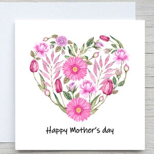 carte de fête des mères, coeur aquarelle, carte coeur, pour maman, à maman, de fils, de fille, de mari carte, dia de la madre
