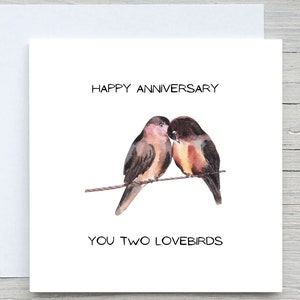 Karta rocznicowa, spersonalizowana karta z okazji rocznicy, karta Lovebirds