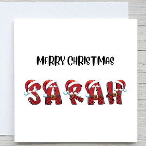 Biglietto di Natale personalizzato, lettere personalizzate Buon Natale, regalo di Natale per lei, per lui, aggiungi il nome biglietto di buon Natale