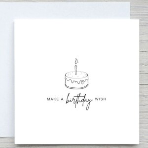 Biglietto di compleanno, biglietto carino, biglietto di buon compleanno, biglietto per esprimere un desiderio di compleanno, biglietto per amico, biglietto con candela per torta, biglietto di compleanno minimalista