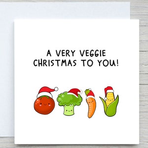 Grappige kerstkaart, veganistische kerstkaart, wortelkaart, voor veganistische vriendenkaart, voor vegetarische vriendenkaart, A Very Veggie Christmas CARD