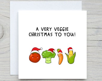Tarjeta de Navidad divertida, tarjeta de vacaciones vegana, tarjeta de zanahoria, para tarjeta de amigo vegano, para tarjeta de amigo vegetariano, Una TARJETA de Navidad muy vegetariana