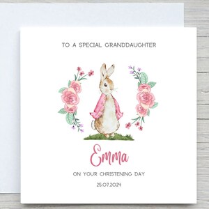 Biglietto di battesimo personalizzato, biglietto di auguri per bambina con coniglietto rosa, biglietto di battesimo, biglietto di battesimo per nipote, biglietto di battesimo per nipote,