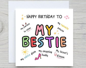 Personalized Bestie Birthday Card: Custom Message