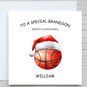 Gepersonaliseerde kerstkaart voor kinderen, basketbalkaart, kaart Naam toevoegen, van oma, van tante, voor kleinzoonkaart, aangepaste kaart voor kinderen