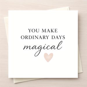 Romantische liefdeskaart voor haar of hem | Jij maakt gewone dagen magisch | Minimalistische aquarel hartwens | Elegante kaart voor dagelijks gebruik