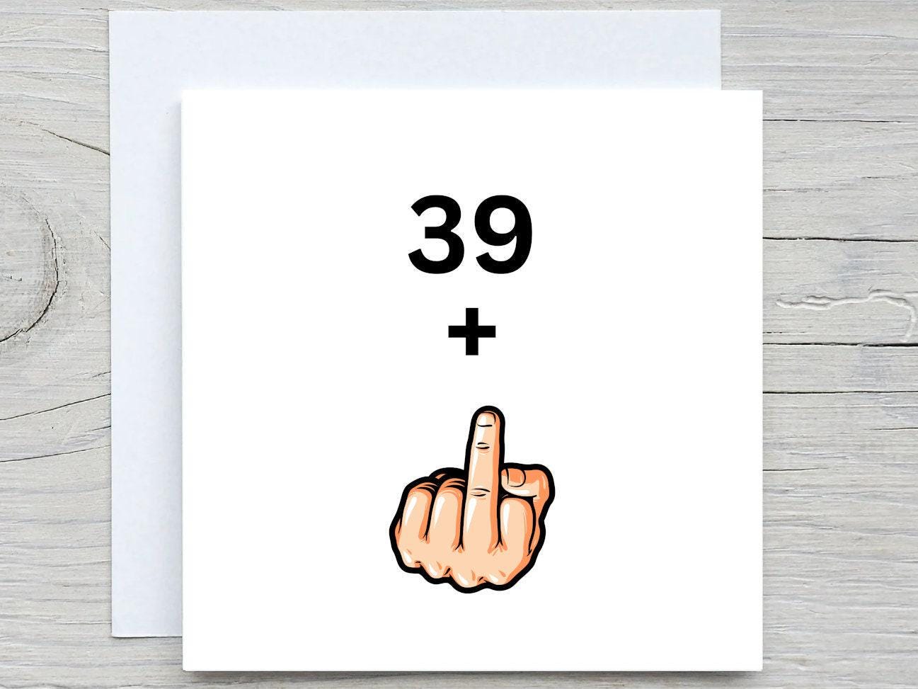 Grappige verjaardagskaart met middelvinger: gepersonaliseerde onbeleefde 40e kaart