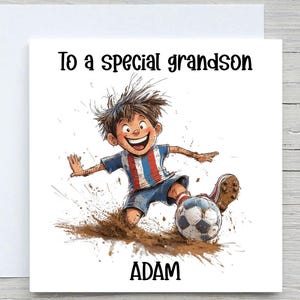 Verjaardagskaart voor kleinzoon, voetbalkaart, van oma, aangepaste kaart voor zoon, zoon's verjaardag, kleinzoon's verjaardag, voetbalkaart