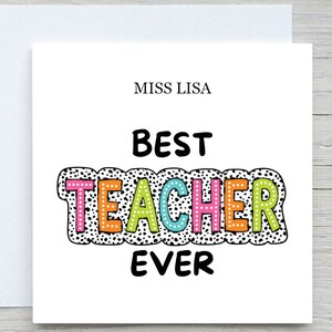 Beste leraarskaart, lerarenkaart, geweldige leraarskaart, schoolkaart, beste leraar, leraarscadeau, van student, aangepast leraarscadeau