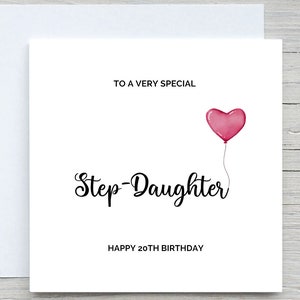 Tarjeta de cumpleaños personalizada para hijastra, tarjeta de cumpleaños para un familiar, hermosa tarjeta para hijastra, tarjeta para ella
