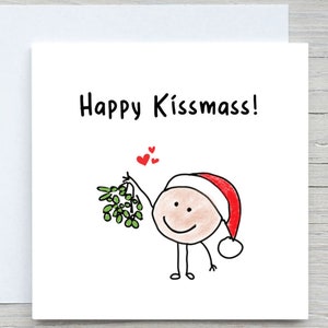 Carte de Noël romantique, petit ami, petite amie, carte de Noël de mari, de carte de Noël de femme, carte Happy Kissmass