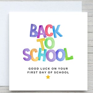 Biglietto personalizzato per il ritorno a scuola, buona fortuna per la nuova scuola, biglietto per il ritorno a scuola, buona fortuna, primo giorno di scuola