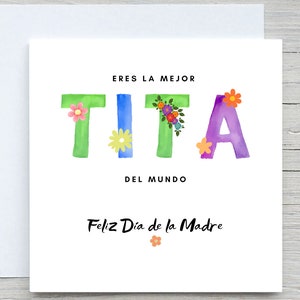 Biglietto per la festa della mamma in spagnolo, biglietto per la festa della mejor tita, biglietto per la zia, biglietto personalizzato per la zia, regalo per la festa della mamma per la zia
