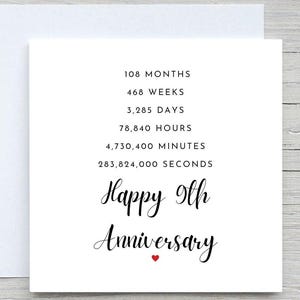 9th Anniversary Card, Personalised anniversary card, 9th Anniversary card, Pottery Anniversary, 9 years together wedding anniversary
