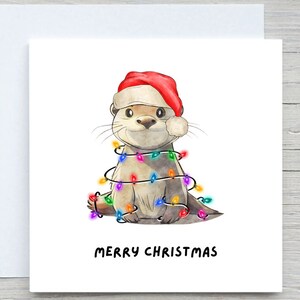 Otter Weihnachtskarte, Otter Weihnachtskarte, Otter Karte, süße Karten, Weihnachtsgrußkarte, benutzerdefinierte Weihnachtskarte, Weihnachtsgeschenk