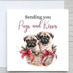 Biglietto di Natale personalizzato, Carlini e Baci CARD, biglietto Happy Pug, per gli amanti dei cani, biglietto Pug Dog