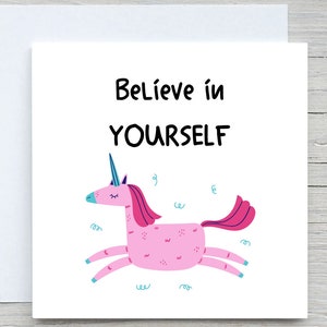 Carte d'ENCOURAGEMENT personnalisée, carte de confiance en vous, jolie carte de licorne