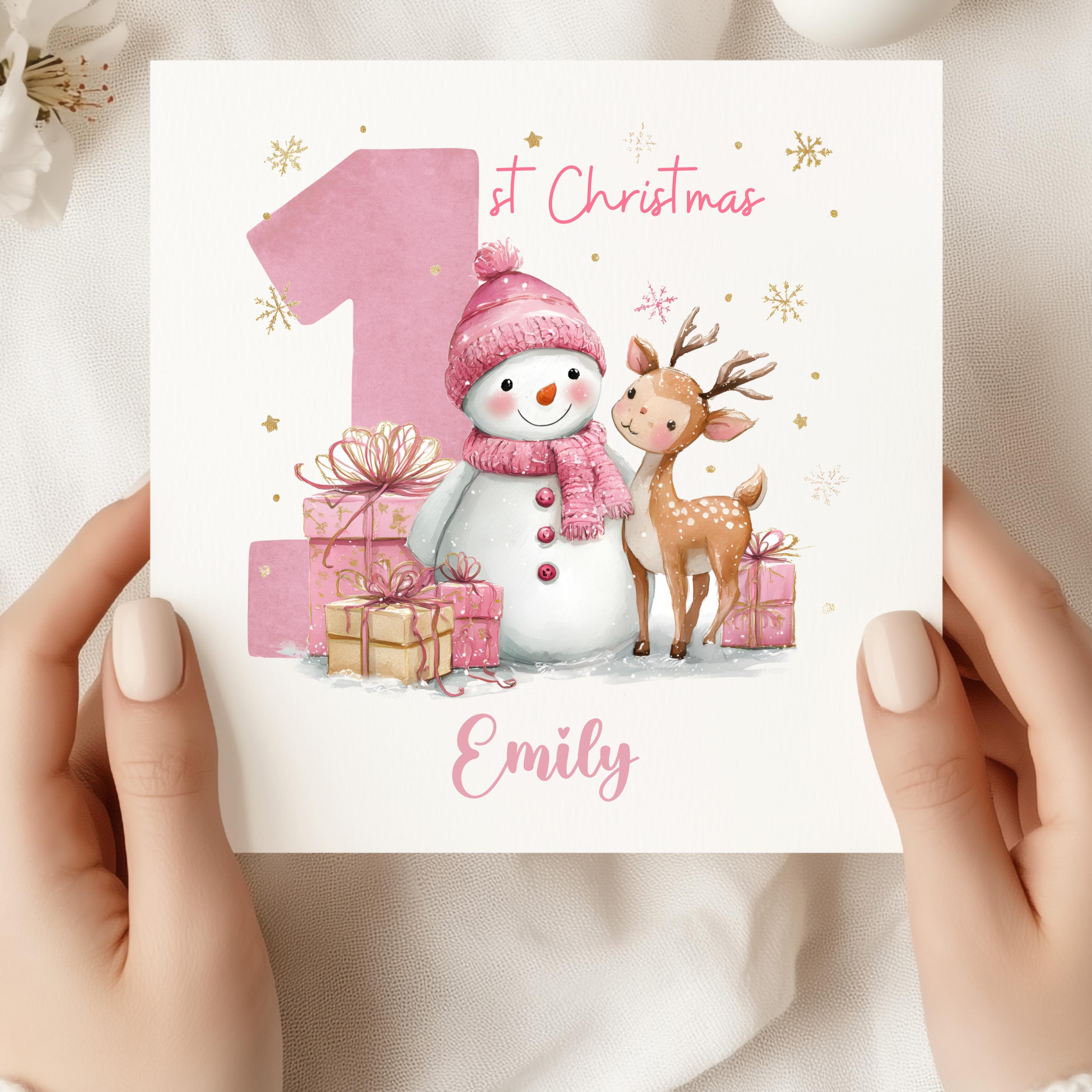 Biglietto Di Auguri Second Ave - Primo Natale In Famiglia Di 3, Design Elegante Con Busta