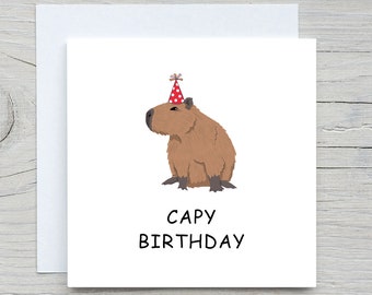 Funny birthday card, Capybara Birthday Card, Capy Birthday, Cute cards, Funny Cards, Birthday Cards