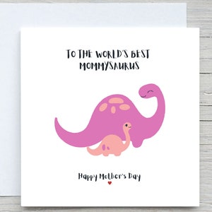 Tarjeta del día de la madre, tarjeta para mamá, tarjeta mommysaurus, tarjeta personalizada para mamá, tarjeta de dinosaurio para mamá