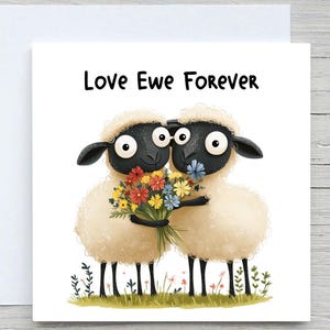 Personalised anniversary card for PARTNER, Funny Sheep card , Love Ewe Forever, Cute Anniversary card