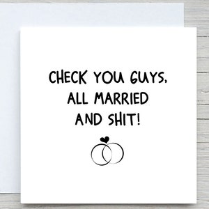 Personalisierte Hochzeitskarte, Glückwunschkarte, Hochzeitsringe Karte, Braut und Bräutigam Karte, , Alle verheiratet und Scheiße