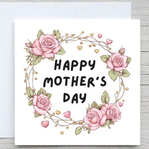 Carte de fête des mères, carte à maman, carte de fleurs roses, pour carte de maman, cadeau de fête des mères, carte de grand-mère, carte personnalisée