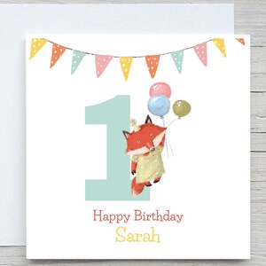 Personalisierter Name Geburtstag, Baby Kinder Kinder Fuchs Geburtstagskarte, Geburtstagskarte